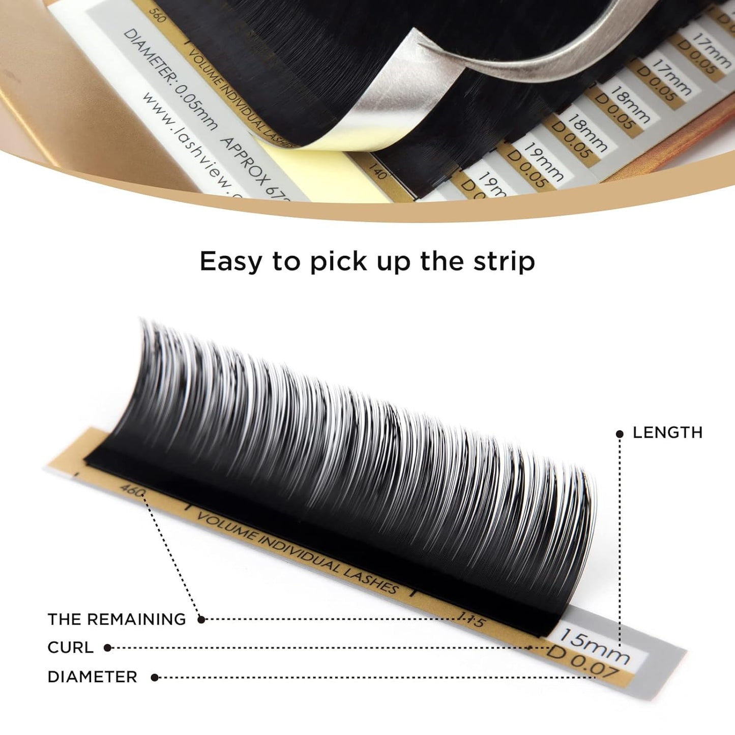 LASHVIEW Russian Volume Lashes 0.03mm Thickness CC Curl 8-15mm Mix Tray Faux Mink Individual Eyelash Extension Soft Semi-Permanent Lashes Pure Korean(Professional Salon Use)