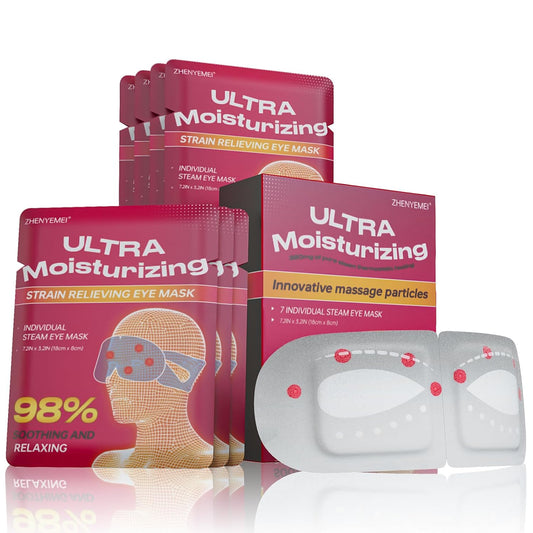 3D Self Heated Eye Mask for Dry Eyes with 100+ Soft Beads,Steam Eye Mask for Sleeping,Relaxation, Disposable, Spa, Travel Gifts for Women, Men 7 Packs