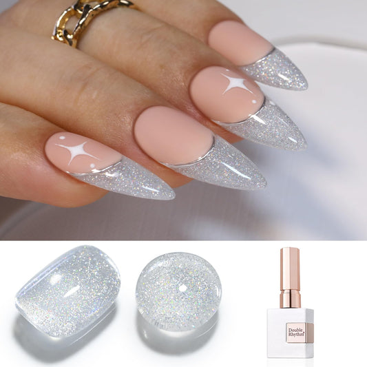 Double Rhythm 15ML Glitter Gel Polish Shimmer Reflective Holographic Color Magnetic for Nail Art Salon DIY at Home (B1136) | alldaygood beauty