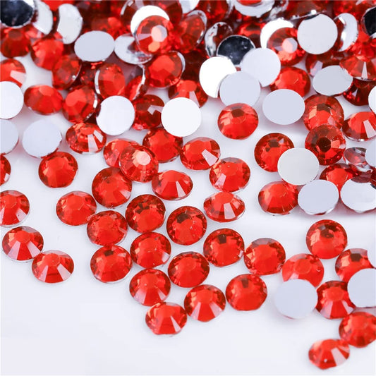 3000 Pieces SS12 3mm Flatback Rhinestones Clear Glass Round Gems Crystals for Nail Art DIY Crafts Clothes Shoes Bags （Light Red）