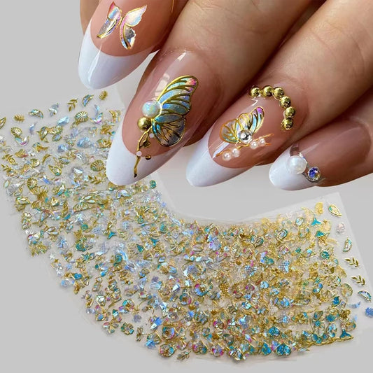 20 Sheets Butterfly Nail Stickers Y2k Gold 3D Self Adhesive Shiny Butterflies Nail Art Charms Decals Heart Nails Supplies Decoration Accessories (ST-GB) | alldaygood beauty