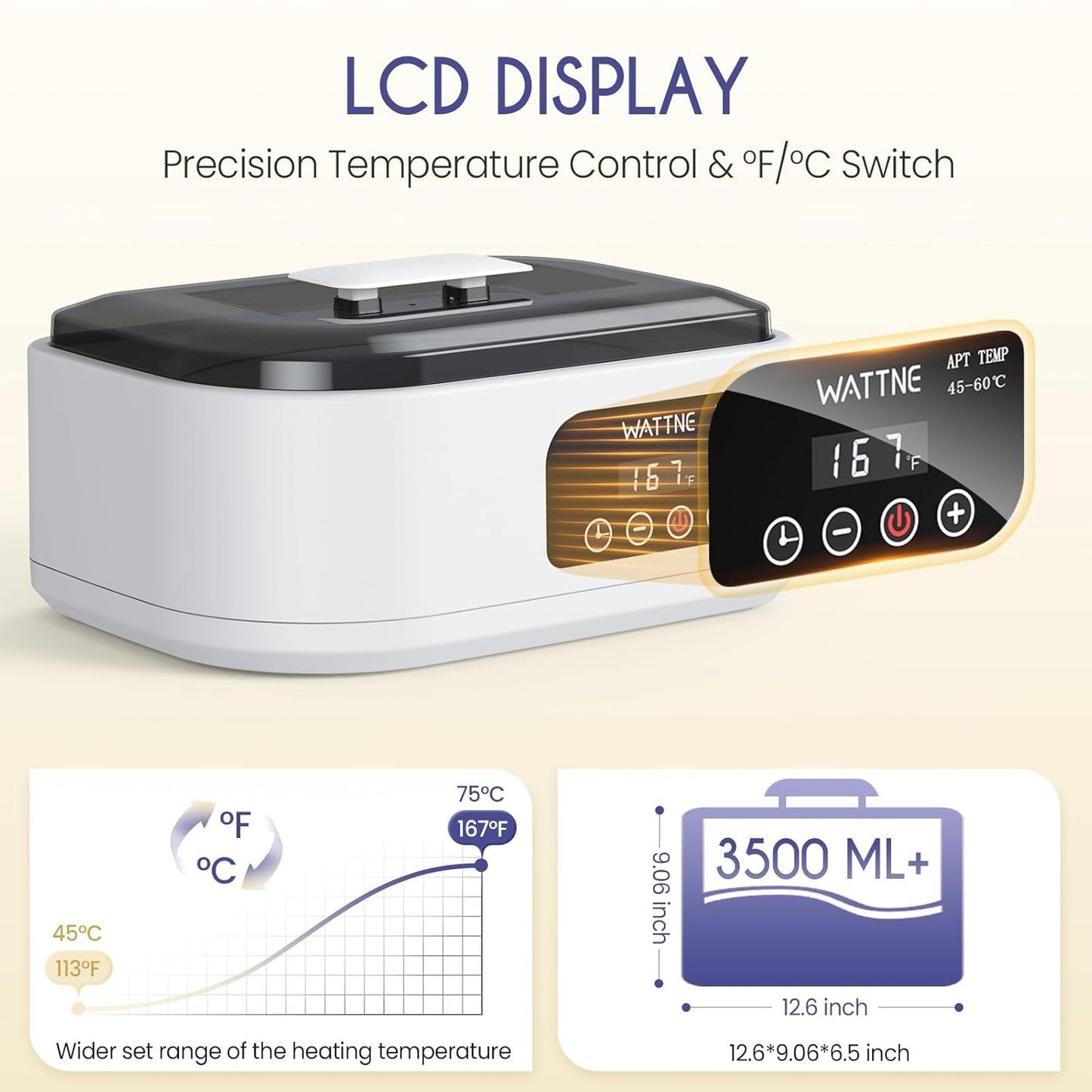 Wattne Paraffin Wax Machine for Hands & Feet – Paraffin Wax Warmer Moisturizing Kit with Auto-Timer & Precision Temperature Control, Paraffin Wax Bath for Arthritis, Dry Skin Care, Home Spa-White