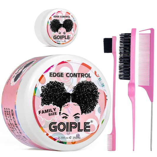 8.25 OZ Edge Control Wax for Women Strong Hold Non-greasy Edge Smoother, Edge Control for Back Hair Extreme Hold Pack, Hair Gel for All Hair Types, No Flaking, Extra Hold Water-based Edge Stay Gel Set