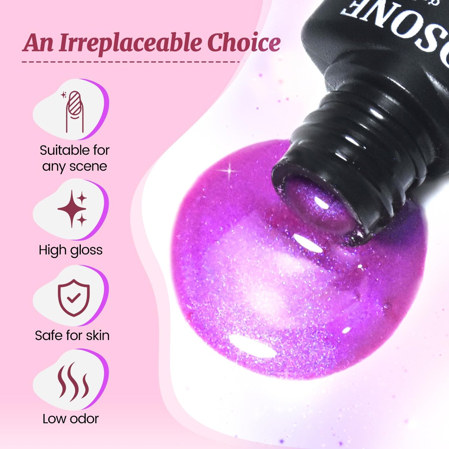 JODSONE 20 Glitter Color Gel Nail Polish Kit 3 Bottles of No Wipe Base Coat Glossy and Matte Top Coat Gel Polish Set High Shine Gorgeous