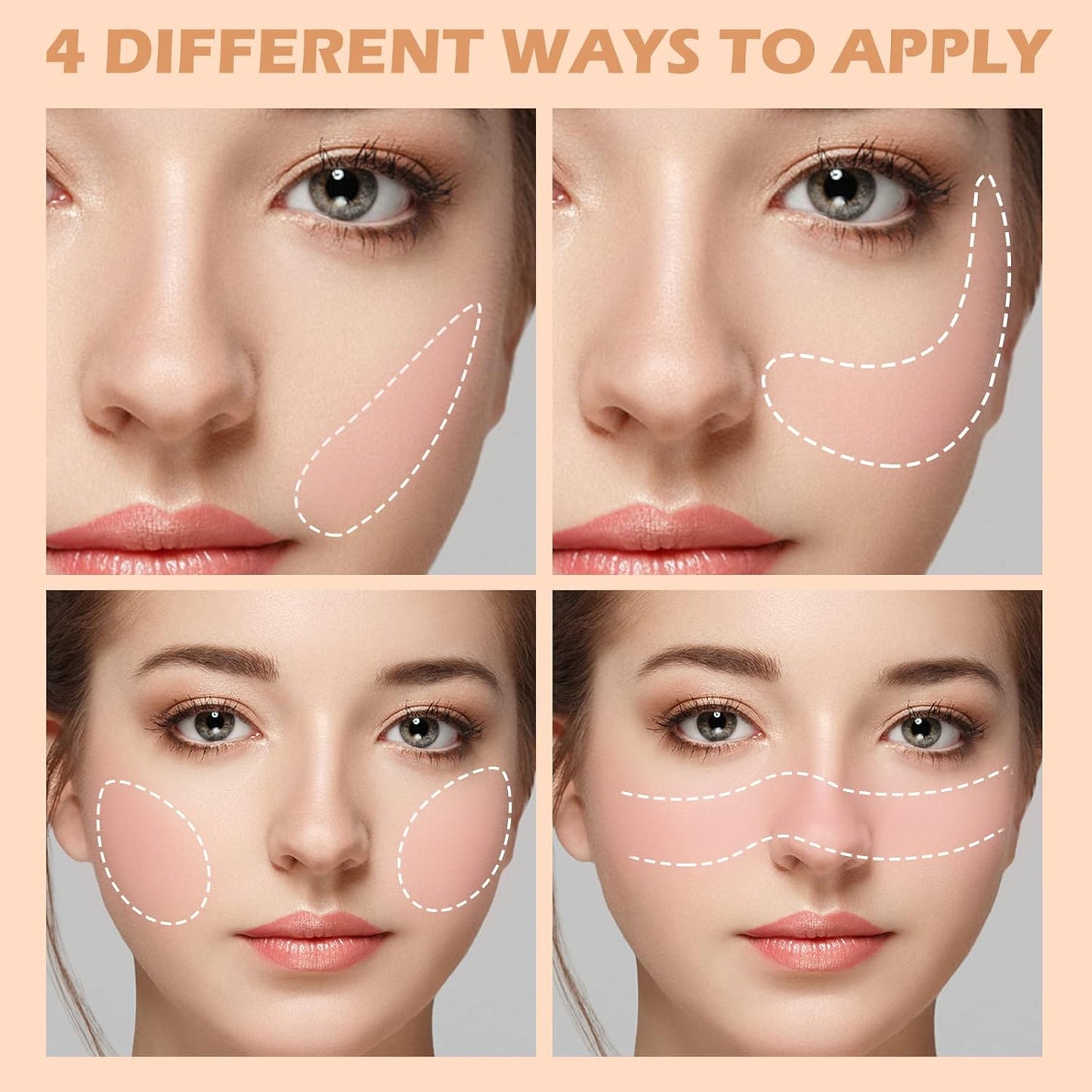 Boobeen 3 Color Blush Palette, Matte Pink Blusher, Blush Powder for Cheeks Makeup, Long Lasting Face Beauty Blush, Light and Smooth