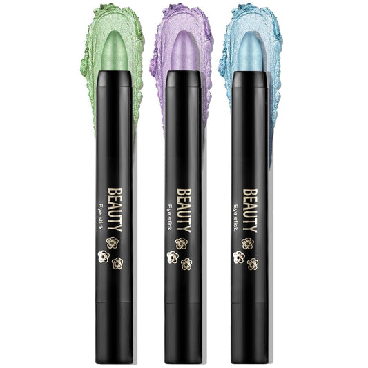 Boobeen 3PCS Cream Eyeshadow Pencil Crayon Waterproof Brightener Stick Shimmer Pen Create Glitter Eye Makeup, Easy to Use | alldaygood beauty