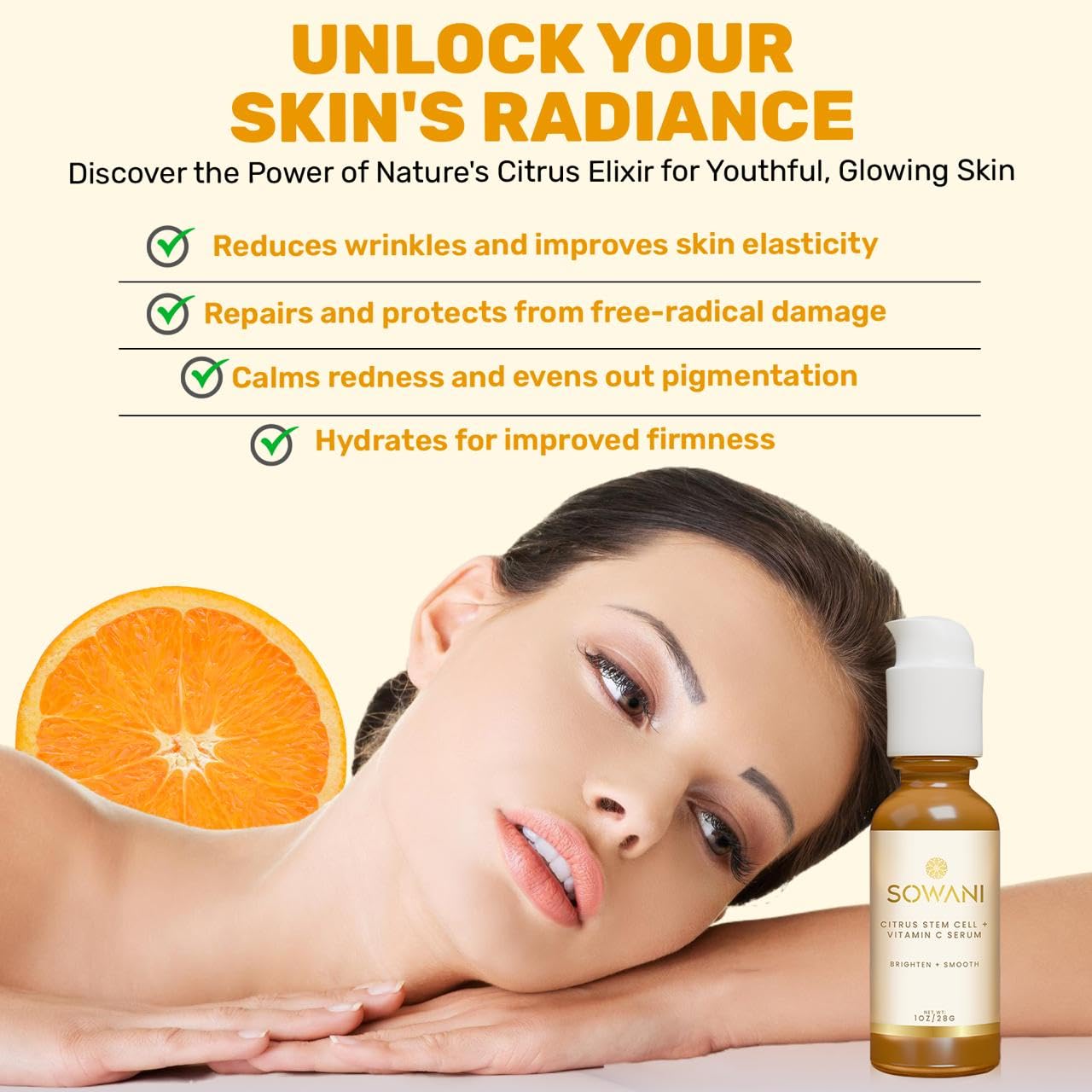 Gentle Vitamin C Serum – Brightening & Hydrating with Citrus Stem Cells and Chamomile, Safe for Rosacea & Sensitive Skin, 1oz