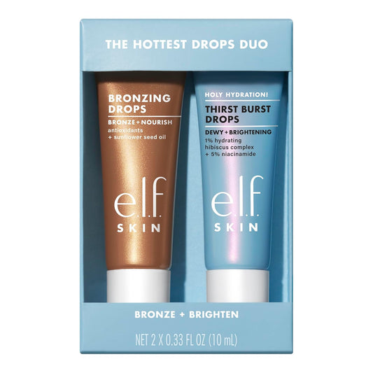e.l.f. SKIN The Hottest Drops Duo, Holy Hydration! Thirst Burst & Bronzing Skincare Set, For A Dewy, Sun-Kissed Look, Vegan & Cruelty-Free | alldaygood beauty