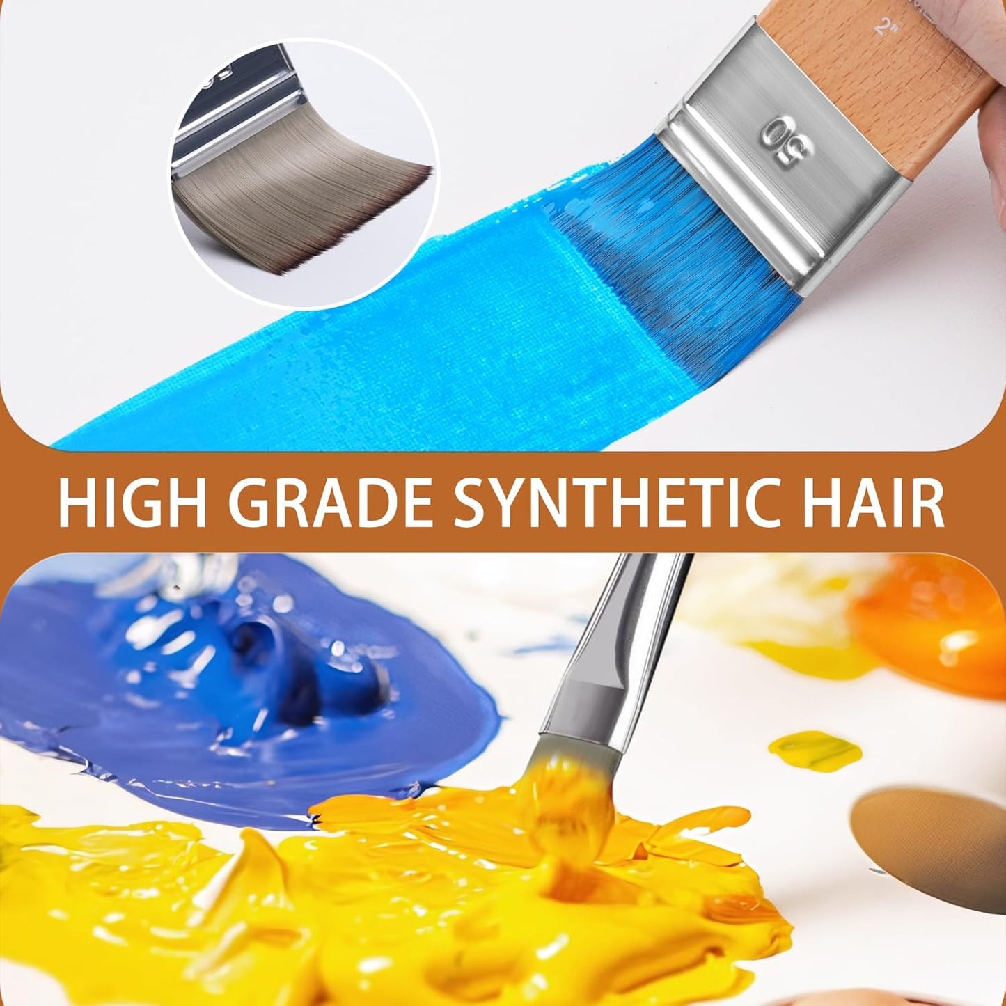 Fuumuui 26pcs Paint Brushes, Professional Acrylic Paint Brush Set Artists Complete Range of Sizes with Upgraded Short Handle Wide Flat & Palette Knife for Acrylic, Oil, Watercolor, Gouache