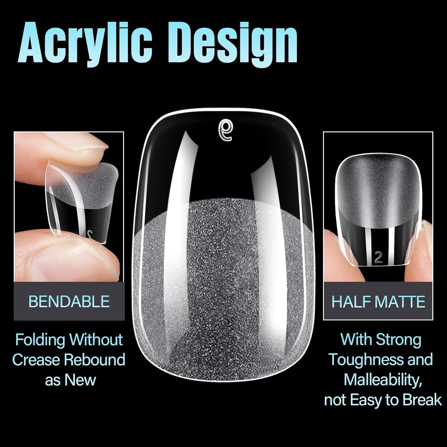 TOMICCA Extra Short Square Nail Tips,Fake Nails Half Matte Acrylic Gel Nail Tips 240Pcs Full Cover False Nails 12 Sizes for Nail Extension Home DIY Salon