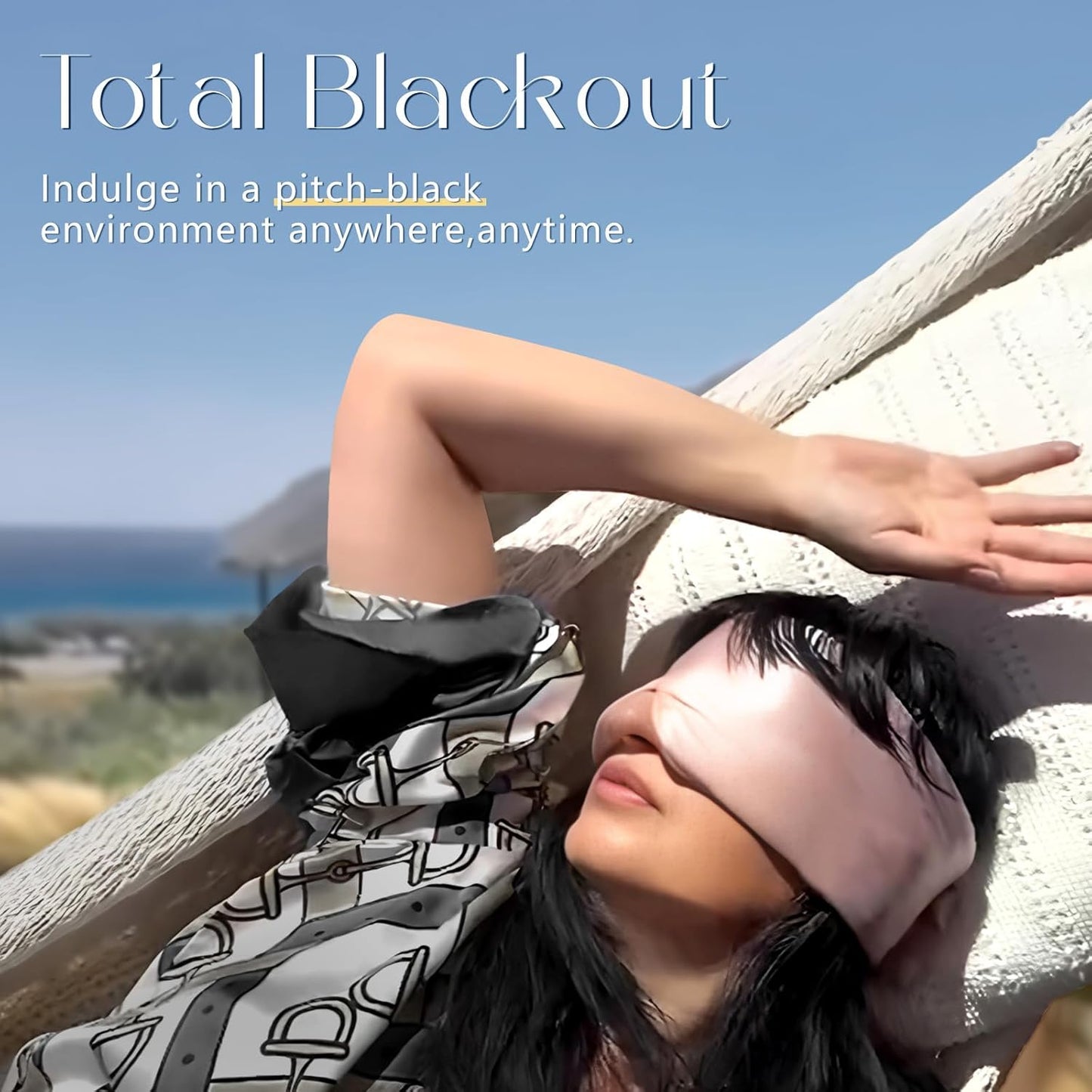 ZIMASILK 100% 22 Momme Mulberry Silk Sleep Mask - Full Silk Filled, Ultra-Soft & Breathable, Face-Hugging Blackout Eye Cover for Sleeping (Black)