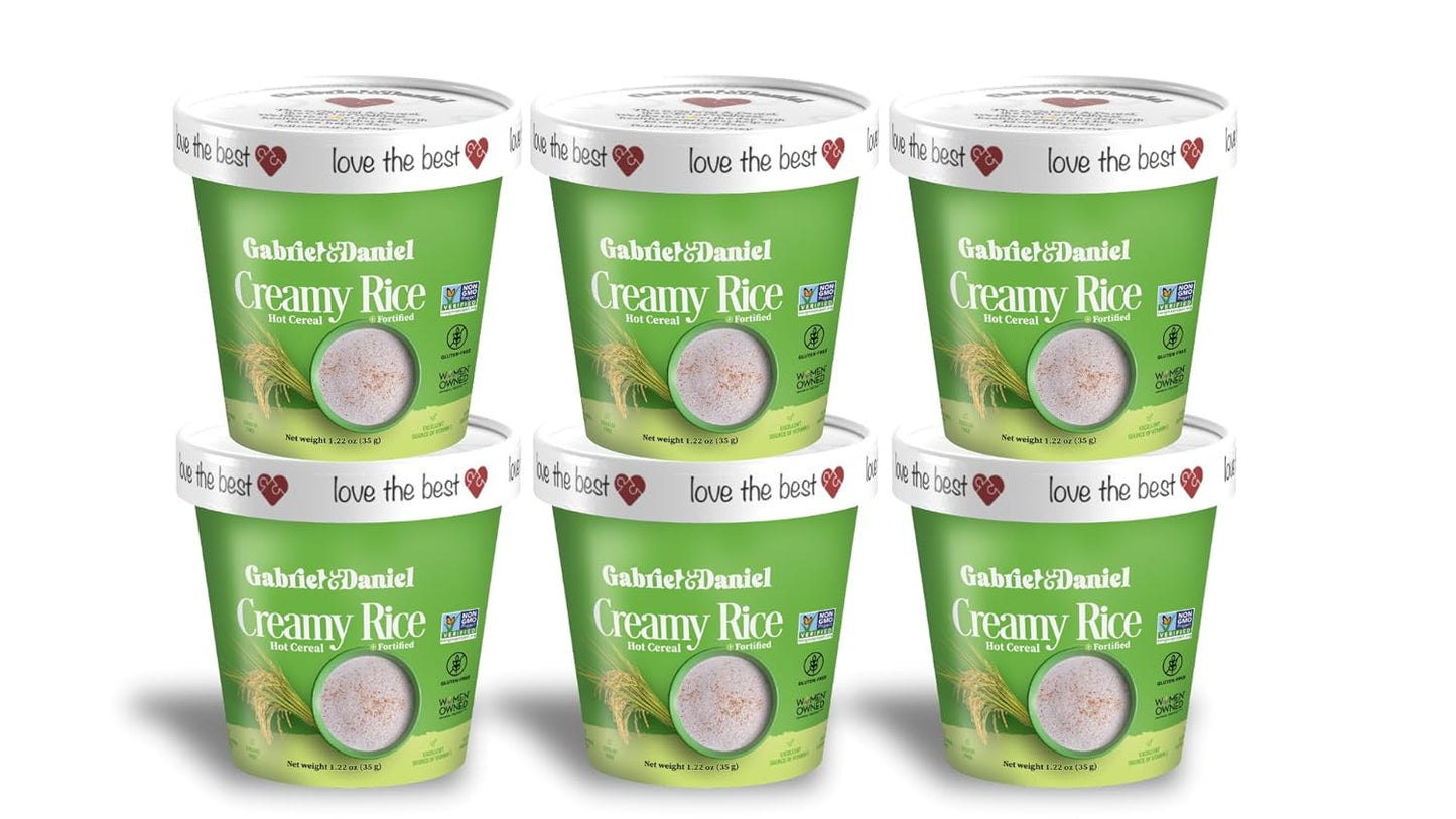Gabriel & Daniel Creamy Rice Hot Cereal Cup – Non-GMO, Pure and Organic Gluten Free Cereal – Rich in Iron & Essential Nutrients for a Nourishing and Instant Breakfast – Quick & Easy Meal (Pack of 6)