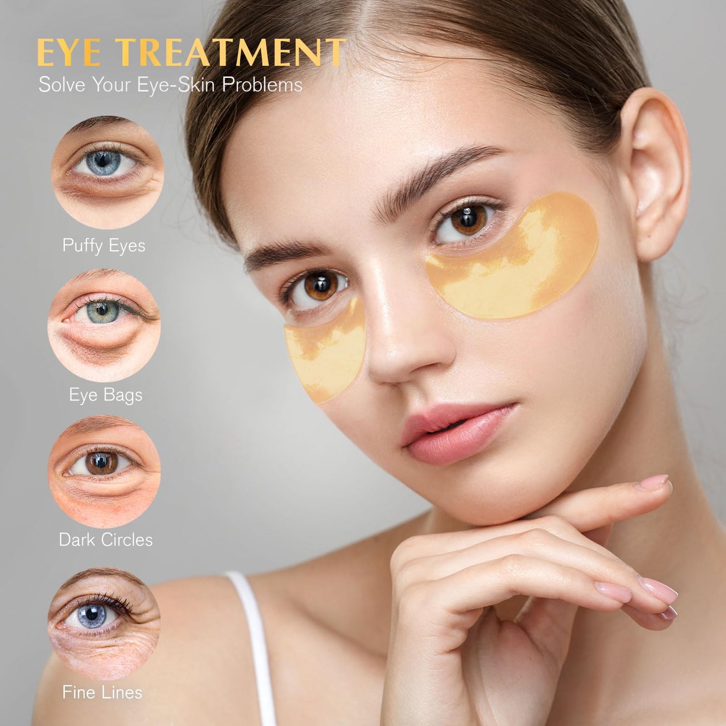 Enaskin Naturals Under Eye Patches Dark Circles Under Eye Masks for Puffiness - 24K Gold Eye Gel Pads Retinol Collagen Hyaluronic Acid Moisturizing & Reducing Wrinkles (24K Gold)