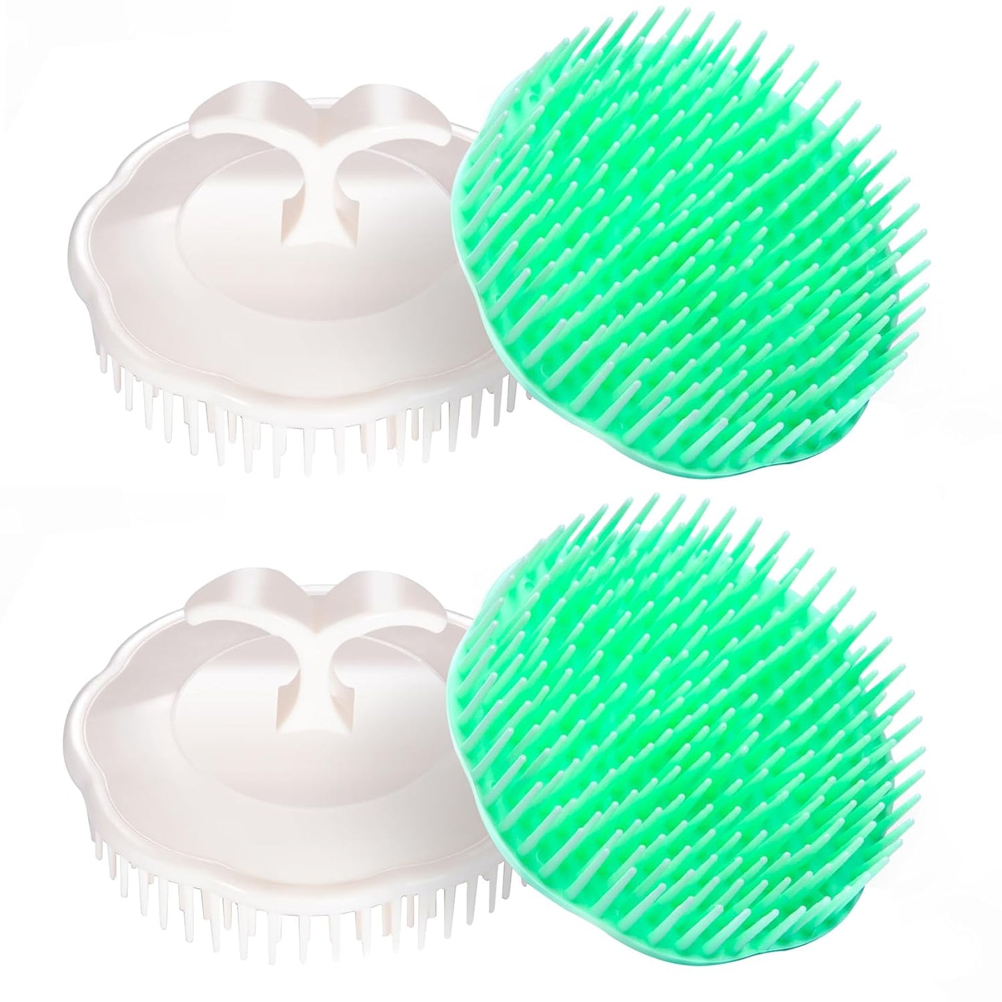 Hair Scalp Brush Dandruff Cleaning Brush Shower Scalp Shampoo Brush Scalp Massager Pack of 4 (White and Green)