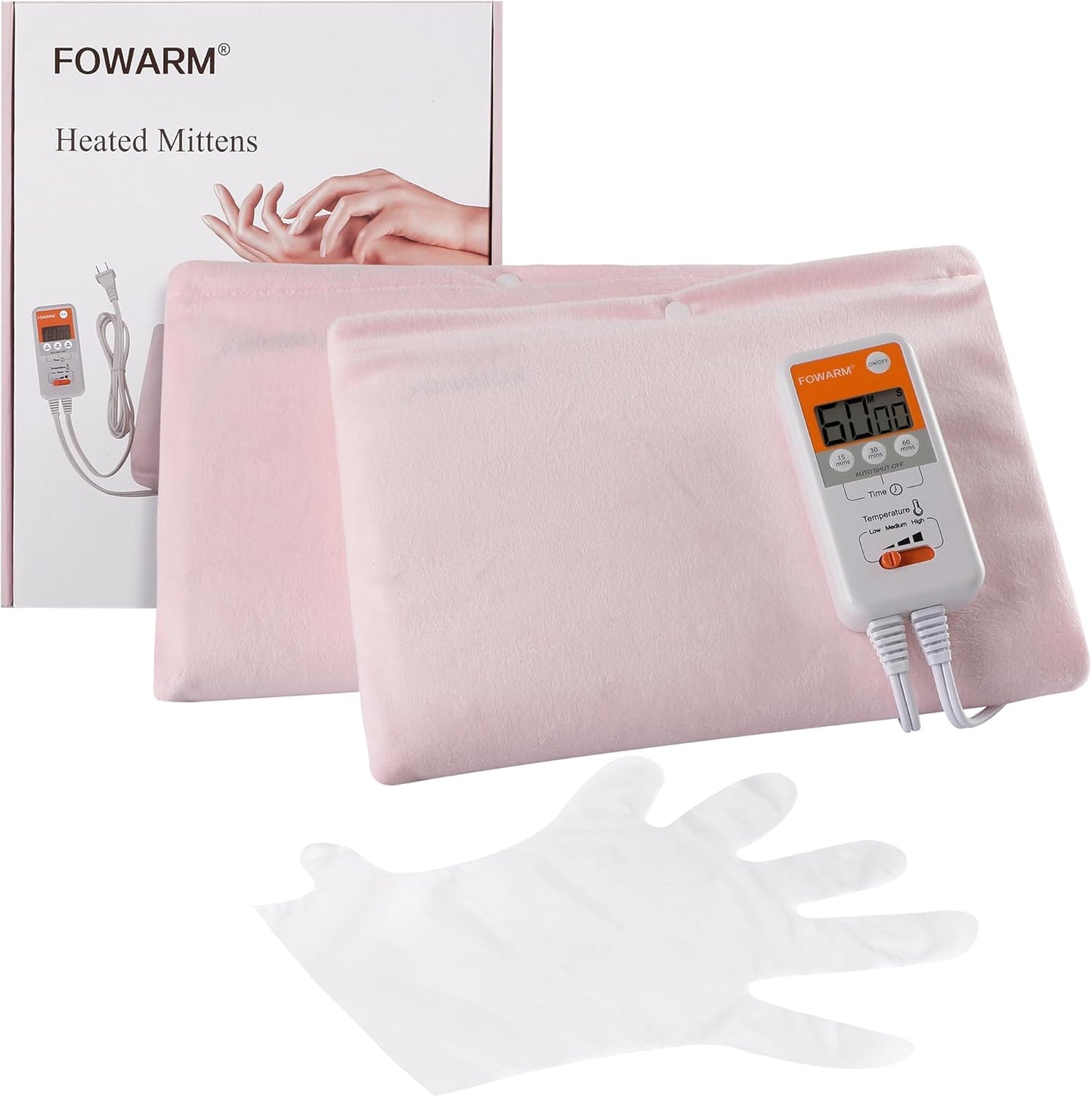 Electric Hand Warmer, Heated Beauty Mitts, 3-Temp Levels & Timer, Digital Display, 7x10 Heated Glove for Arthritis Hand Deep Moisturizing, Heating Pad for Hands, Spa & Home Use