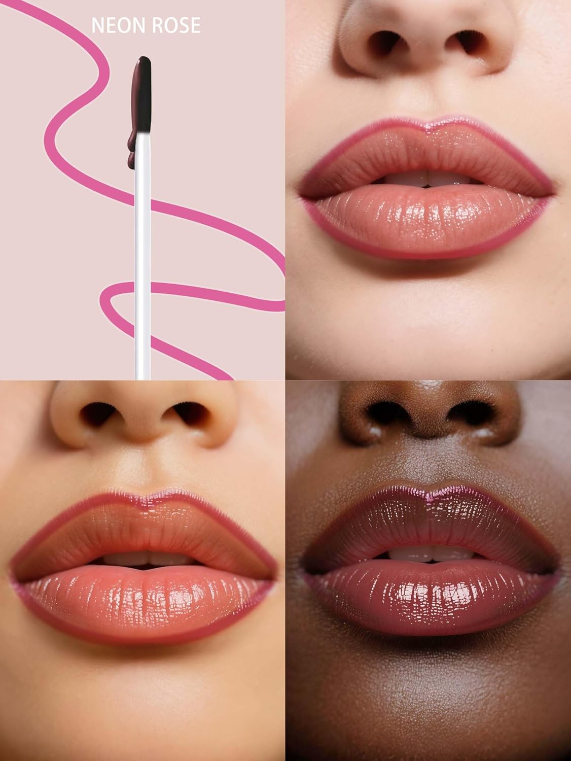 Lip Stain Peel Off Lip Liner Stain with Tweezer, Long Lasting Matte Lip Tint Tattoo, Highly Pigmented Color Lip Makeup, Waterproof Lipstick, Transfer-proof Lipstain for Women, Neon Rose