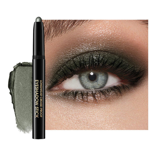 Eyeshadow Stick, Shimmer and Matte Cream Eye Shadow Brightener Sticks Eyeliner Pencil Crayon, Waterproof Long Lasting Eye Highlighter Stick Makeup,0.056 Oz(#4-Bottle Green) | alldaygood beauty