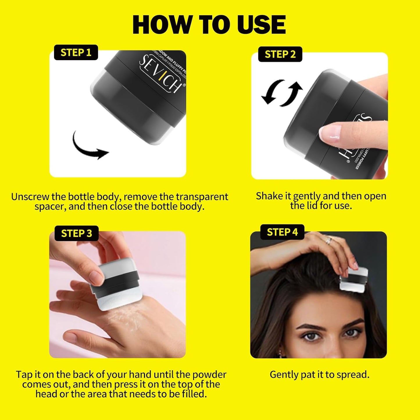 SEVICH 2-in-1 Hairline Powder & Volumizing Powder for Gray Coverage & Fluffy Roots – Oil-Absorbing, Natural-Looking, Travel-Friendly with Mirror – Black or Dark Grey(Random Color)