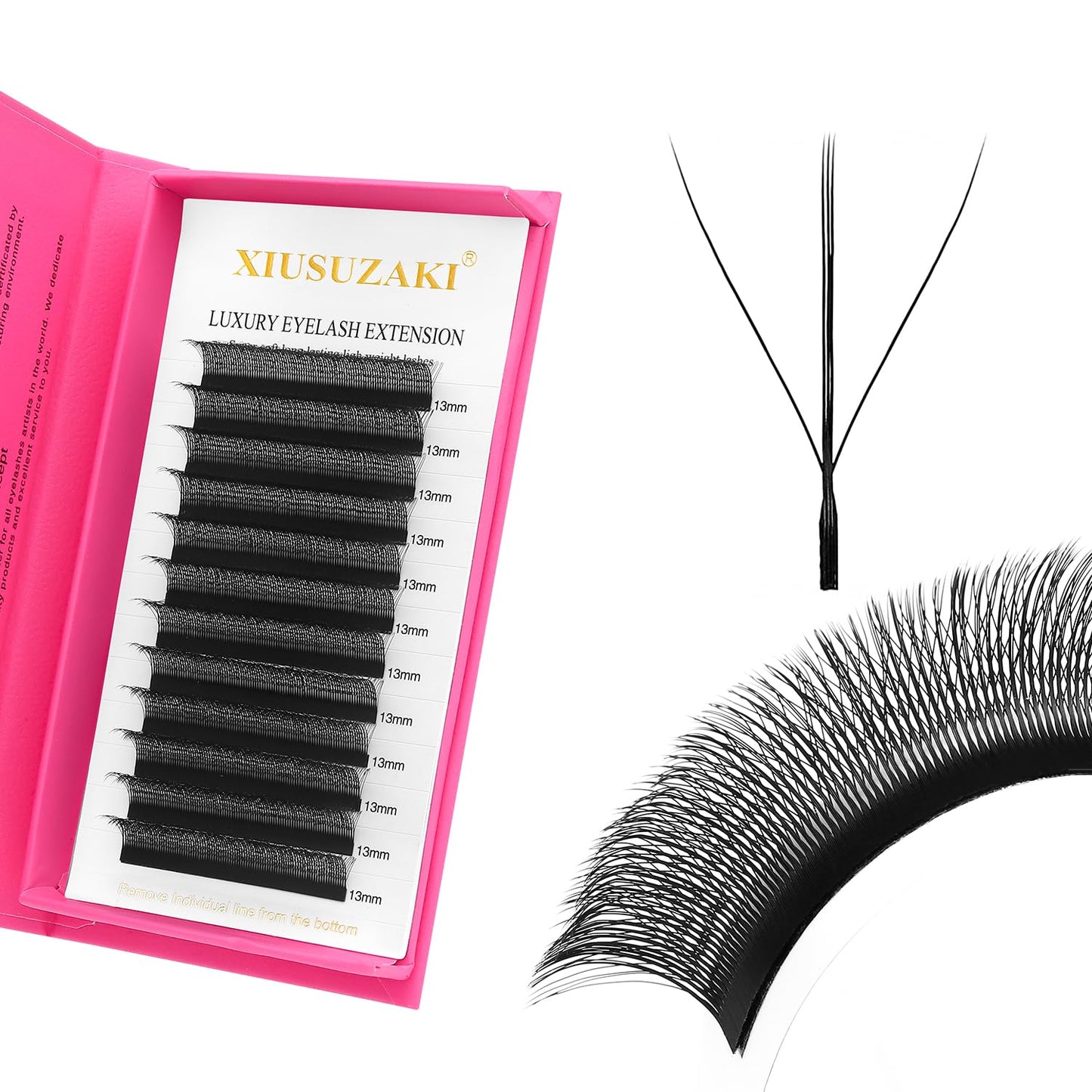 Lash Extensions Three Core Tips 3D Eyelash Extensions W Shape 0.07mm Thickness C Curl 11mm Premade Fans Easy Fan Volume Lashes Matte Black Crisscross(W-3D-Three Core-0.07-C,11mm)