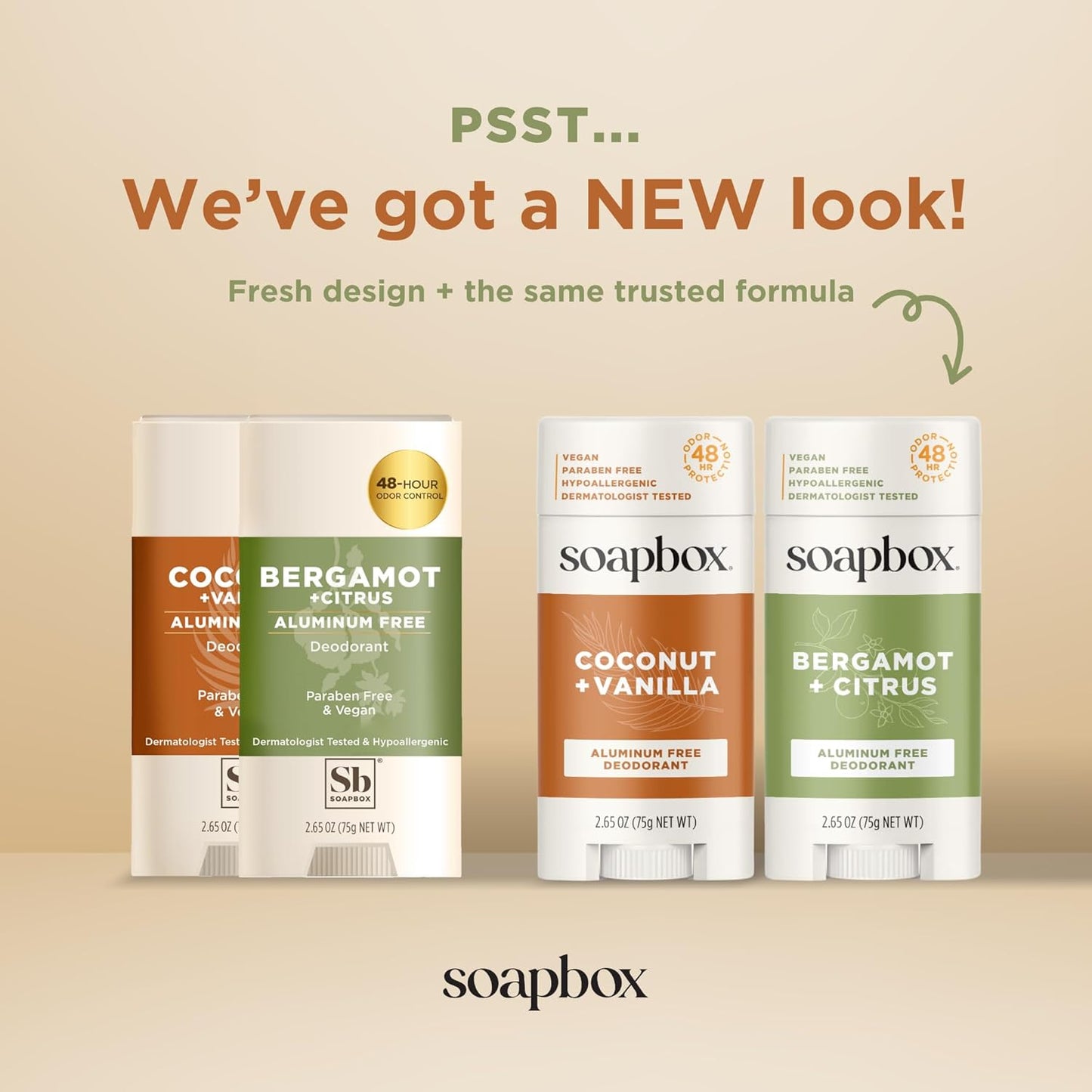 Soapbox Aluminum Free Deodorant, Bergamot & Citrus Scented Deodorant, Scented Aluminum-Free Natural Deodorants, 2.65oz