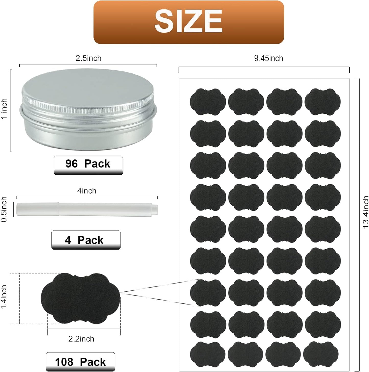 96 Pack Round Cans with Screw Lid 2 Oz Aluminum Metal Tins DIY Food Candle Containers for Lotion Bars, Balms, Salve, Spices, Beard Balm, Crafts with 4 Markers 3 Sheets Label Stickers (Silver)