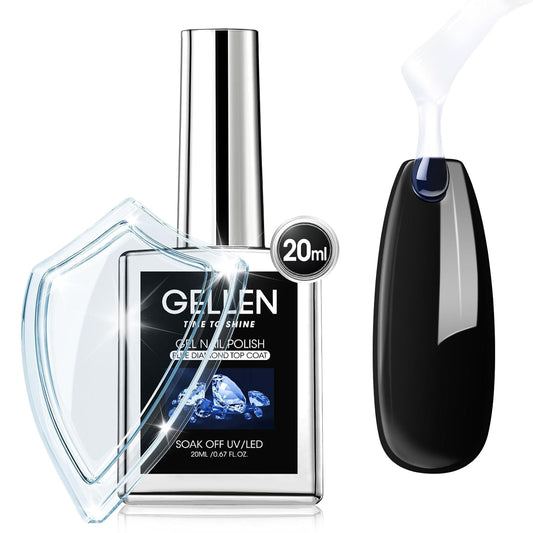 GELLEN 20ml Gel Top Coat, High Gloss Shiny Top Coat Nail Polish, Long Lasting Soak Off UV Light Needed Clear Nail Gel, Home Salon Manicure Gift for DIY Nail Art | alldaygood beauty