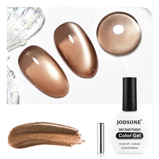 JODSONE Cat Eye Gel Nail Polish Brownish Color for Holographic Glitter Cat Eye with Magnet at Home DIY Design Need U V Curing | alldaygood beauty
