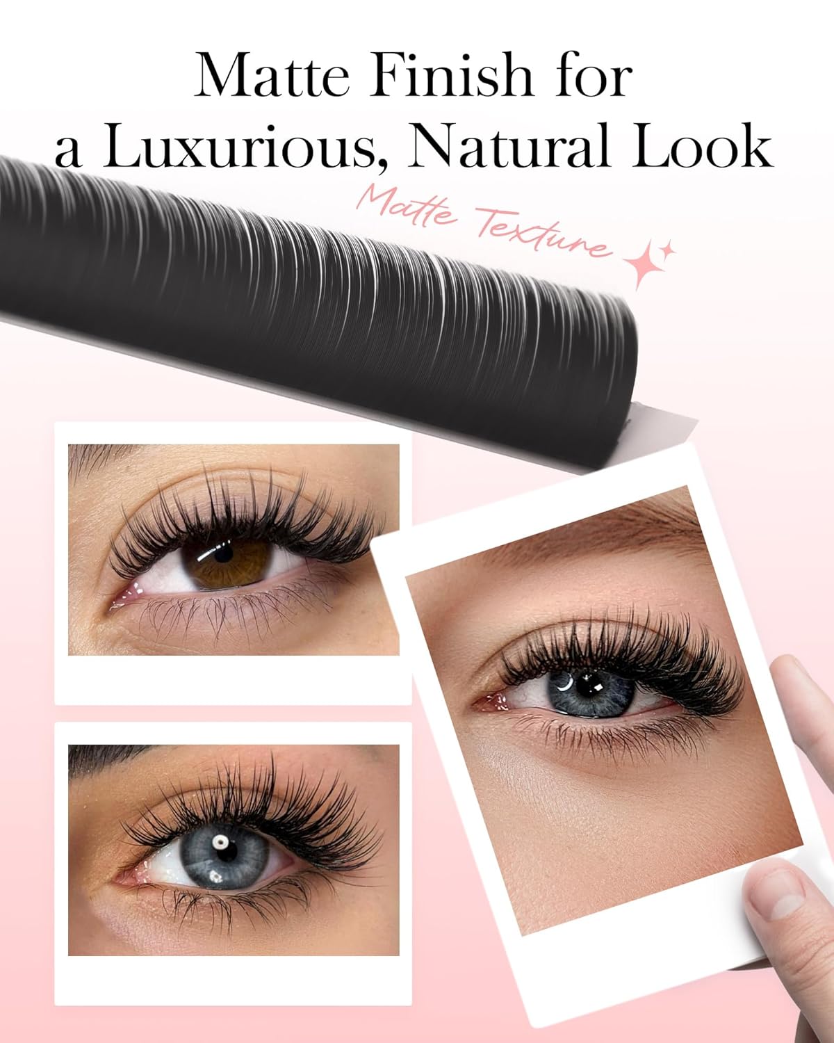 BEYELIAN Flat Eyelash Extension, Ellipse Lash Extensions 0.20 D Curl 10mm 16 Rows Matte Black Eyelash Extension Supplies Classic Lash Extensions Individual Eyelashes Salon Use