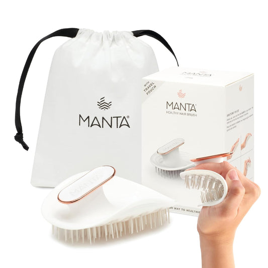 Manta Original Anti-Breakage Hairbrush – Gentle Detangling Brush for Wet & Dry Hair, Flexible Hairbrush for All Types, Healthy Hair Care for Women & Men, White | alldaygood beauty