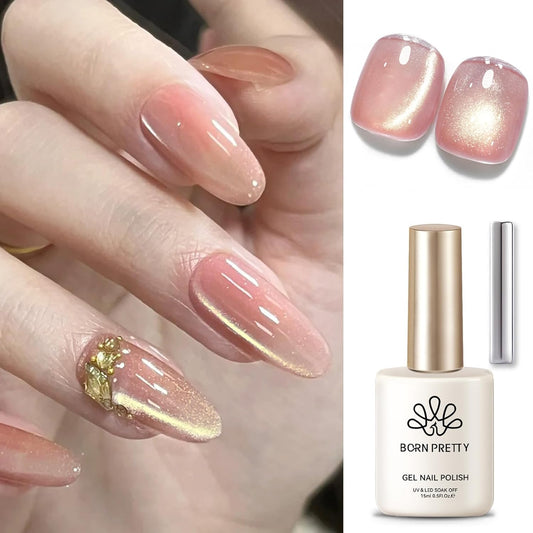 BORN PRETTY Pink Cat Magnetic Eye Gel Nail Polish Holographic Glitter Gel Polish Glass Magnetic Gel Nail Polish 15ML | alldaygood beauty