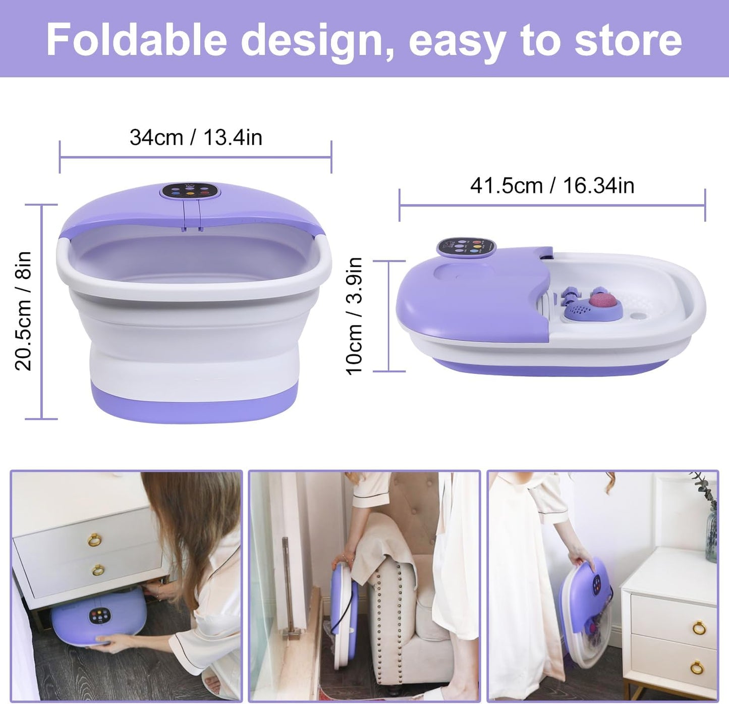 Foot Spa Bath Massager with Heat Bubbles and Vibration Massage and Jets, 16OZ Tea Tree Oil Foot Soak Epsom Salt, WHALSTAR Collapsible Foot Bath Bucket With Infrared Fighting Infections & Remote