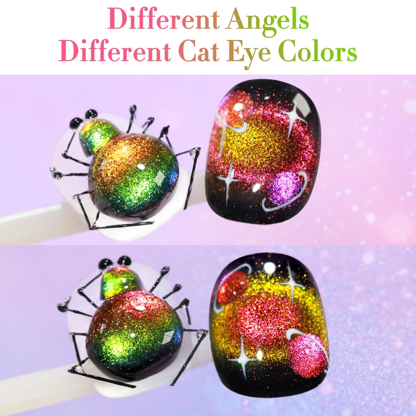 Double Rhythm 0.5 OZ Cat Eye Gel Polish with Magnet 15ML Holographic Glitter Shimmer Translucent Jelly Color Magnetic Polish Salon DIY at Home (Triple Light-MC1050)