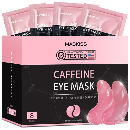 Under Eye Patches (8 Pairs), Caffeine Eye Masks for Dark Circles Puffy Eyes Undereye Bags, Collagen Eye Patches for Wrinkles and Puffiness, Skin Care Gift for Her | alldaygood beauty