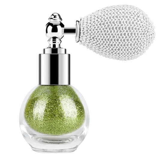 KYDA Highlighter Powder Spray, High Glossy Shimmer Sparkling Powder for Face and Body Glitter Makeup, Body Glitter Spray, Apple Green | alldaygood beauty