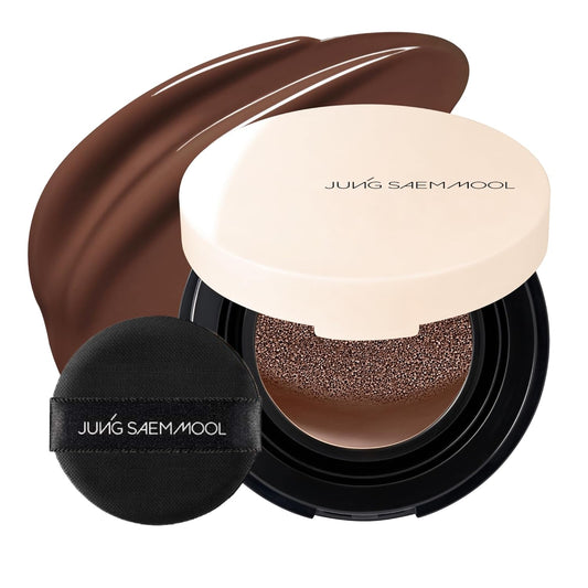 JUNG SAEM MOOL Essential Skin Nuder Cushion Mini 42C Deep Cacao 0.17 Fl Oz, Natural Radiant Finish Cushion Foundation with Buildable Coverage, Lightweight Texture, Korean Foundation Makeup | alldaygood beauty