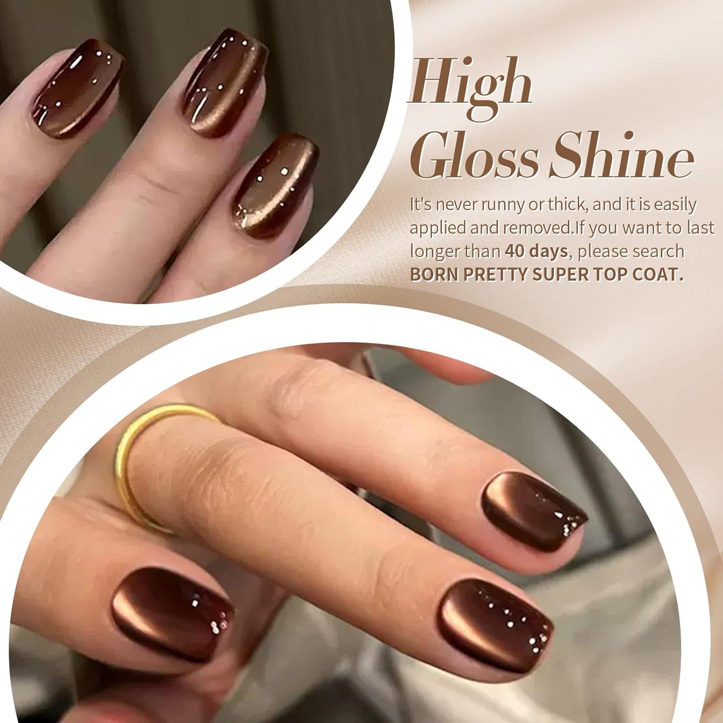 Born Pretty Cat Magnetic Eye Gel Nail Polish, Fall Winter Retro Cat Magnetic Gel, Pink Brown Blue Gray Green Magnetic Soak Off Nail Art Salon Manicure Home Gift 7ML 6PCS