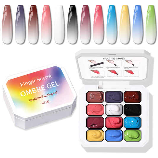 Sponge Pat Paint Nail Gel, Ombre Nails Gradient Gel Nail Blush Blooming Aura Nails Drawing Stripper Floral Painting DIY Nail Art, No Wipe, UV/LED Curing (12 Colors D) | alldaygood beauty