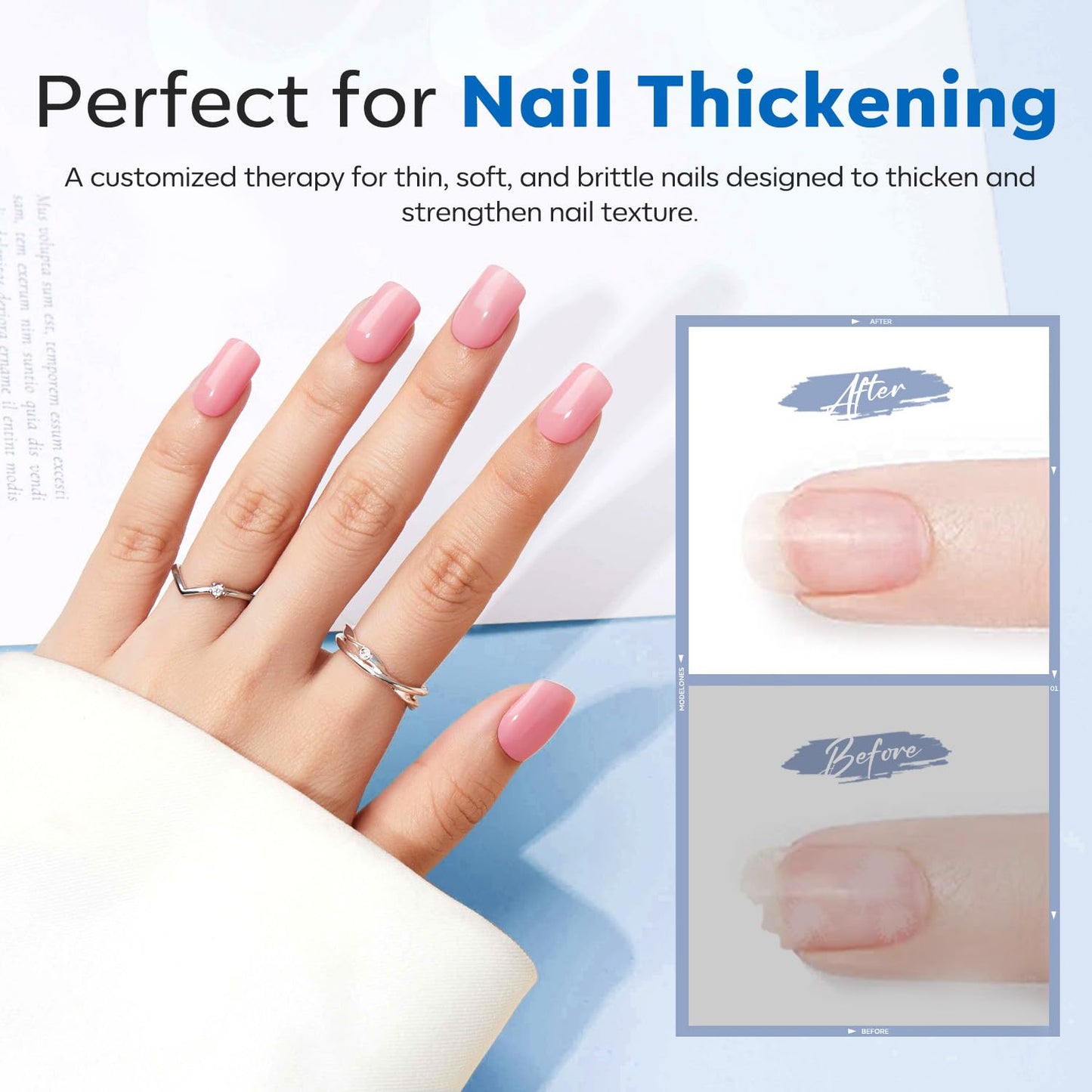 modelones Rubber Builder Gel Base Coat for Nails, Clear Rubber Base Gel Nail Polish for Strengthen/Apex Building/Enhance/Reinforced Long Lasting Fiber Protect Soak Off U V LED Gift for Thin Weak Nails