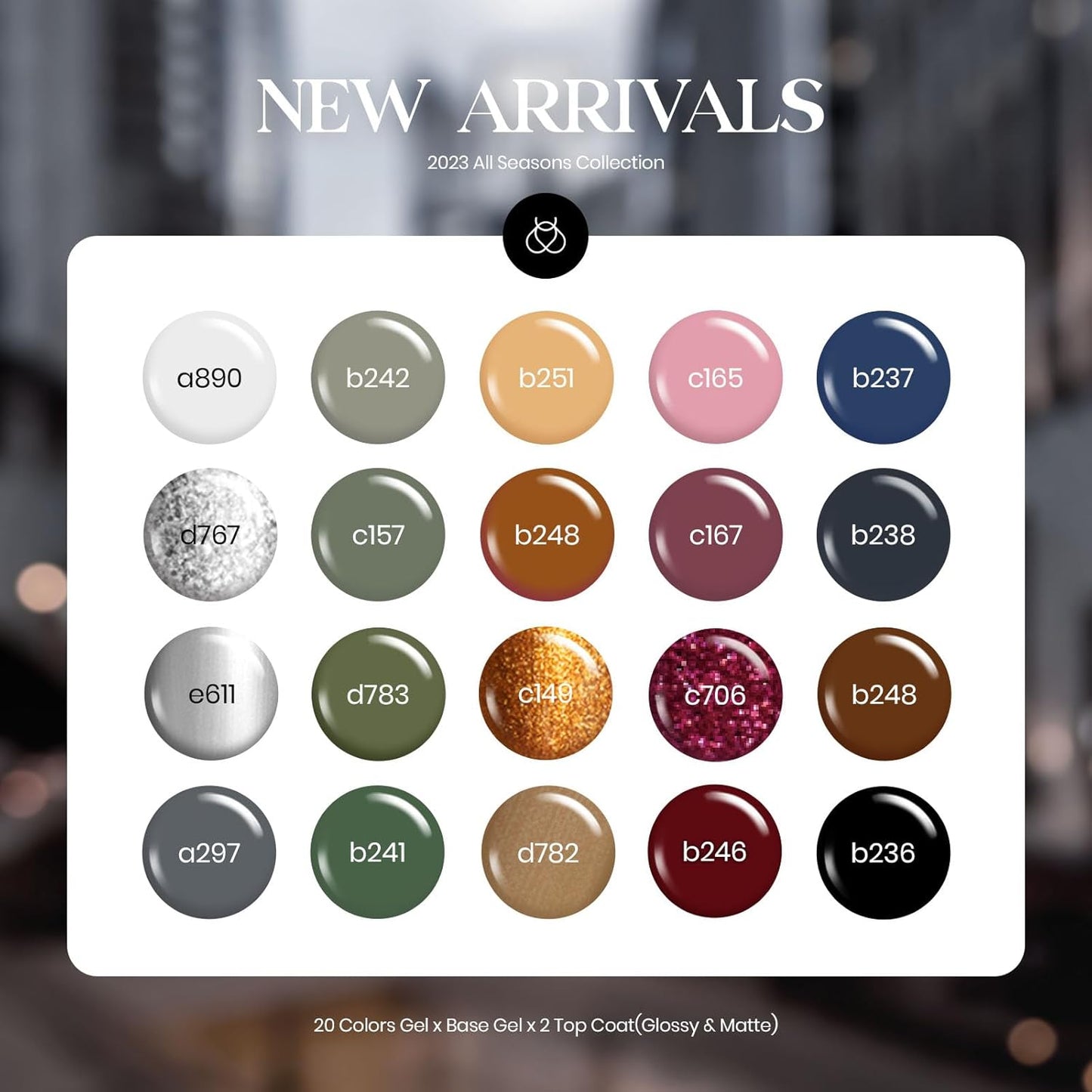 Beetles Winter Gel Nail Polish Set：23 Pcs Burgundy Brown Gold Nude Pink Black White Glitter Gel Polish Kit with Base Matte Glossy Top Coat Soak off UV Gel Nail Polish for Women