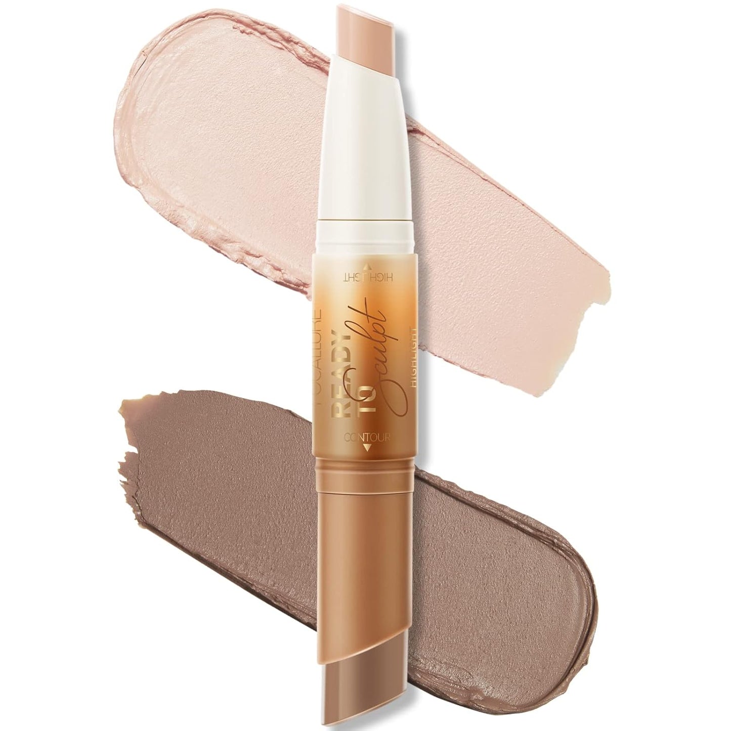 FOCALLURE 2 in 1 Cream Bronzer and Highlighter Stick,Non-greasy & Non-drying Contour Pencil,Easy to Create a Natural Matte Finishing,Long Lasting & Waterproof Face Brighten Make up Pen,SOUR CREAM