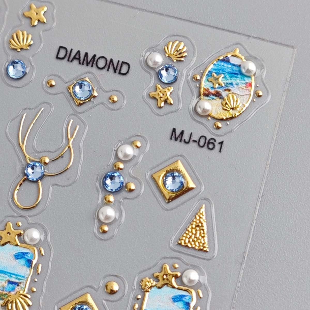 Summer Beach Nail Stickers Golden Sandy Shores Nail Decals with Good Trim Gold Seashell Starfish Stickers for Nails Designs 3D Self Adhesive Nail Art Supplies & Decorations for Women 1 Sheet