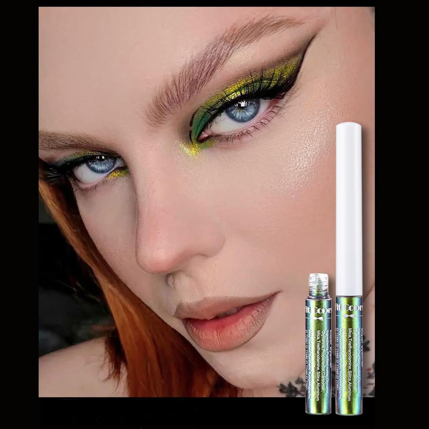 Corlo Glitter liquid eyeliner blue waterproof, Metallic Intense Color Shifting Colorful Eyeliner, Eyeliner Gel MultiColor Highly Pigmented Gift Kit for Women and Girls (04)