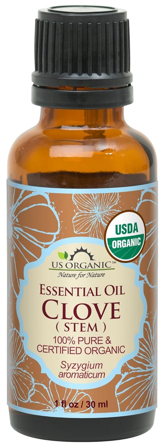 US Organic 100% Pure Clove Stem Essential Oil - USDA Certified Organic, Steam Distilled (30 ml) | alldaygood beauty