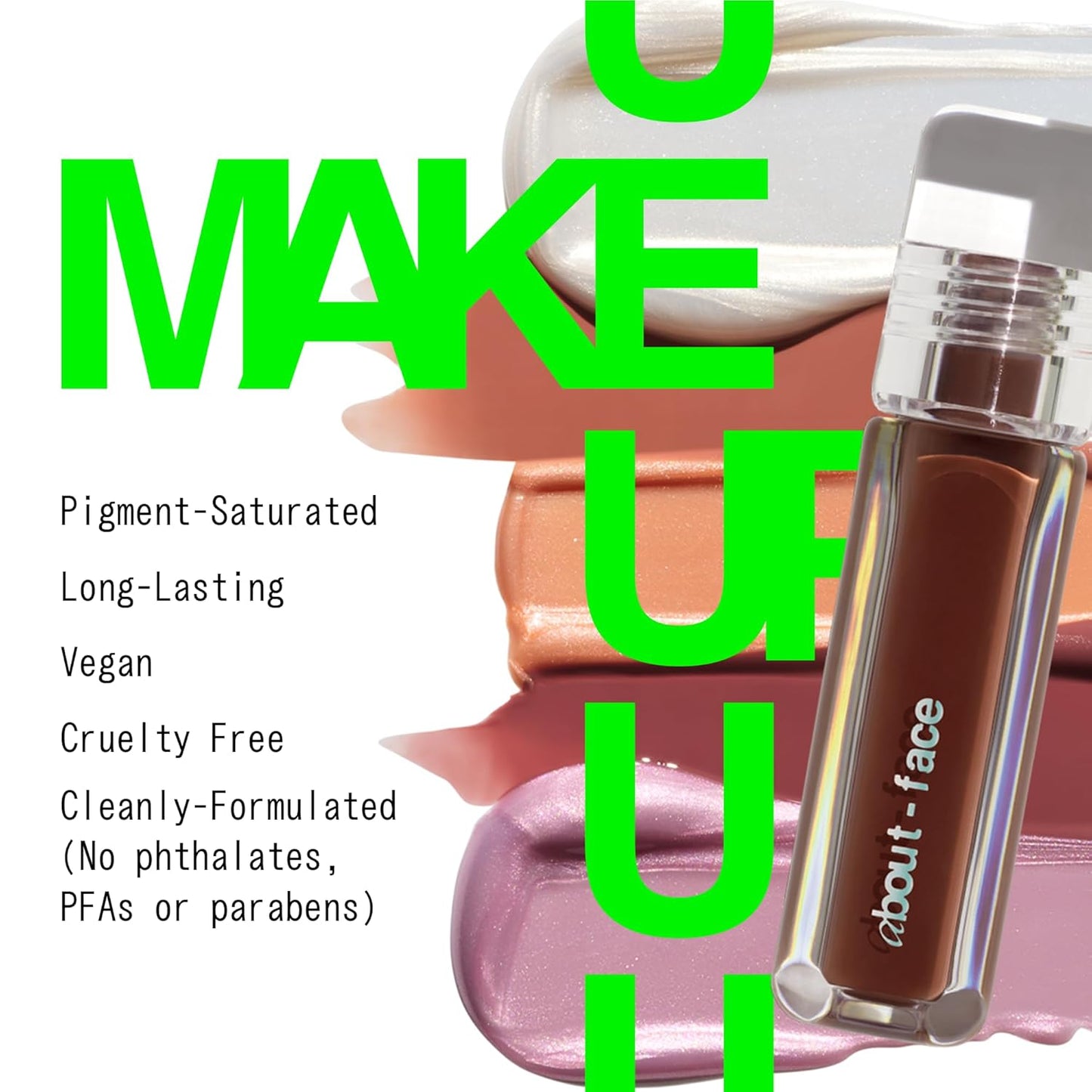 about-face Light Lock Lip Gloss Feel It All – Non-Sticky, High-Shine Lip Oil Gloss with Coconut Oil, Peppermint & Lavender – Vegan, Cruelty-Free, Clean Beauty – 0.21 oz (Milk Chocolate)