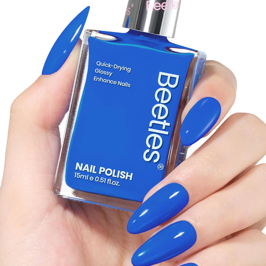 Beetles Blue Nail Polish 1Pcs 15ml Paulina Lapis Blue Color Fingernail Polish-Fast Drying & Long Lasting Nail Polish for 4th of July Nail Salon-Quality Results | alldaygood beauty