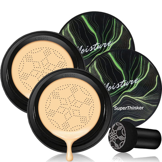 Mushroom Head Air Cushion CC Cream, BB Cream Face Makeup Foundation for Mature Skin Moisturizing Concealer Brighten Long-Lasting, Even Skin Tone for All Skin Types | alldaygood beauty