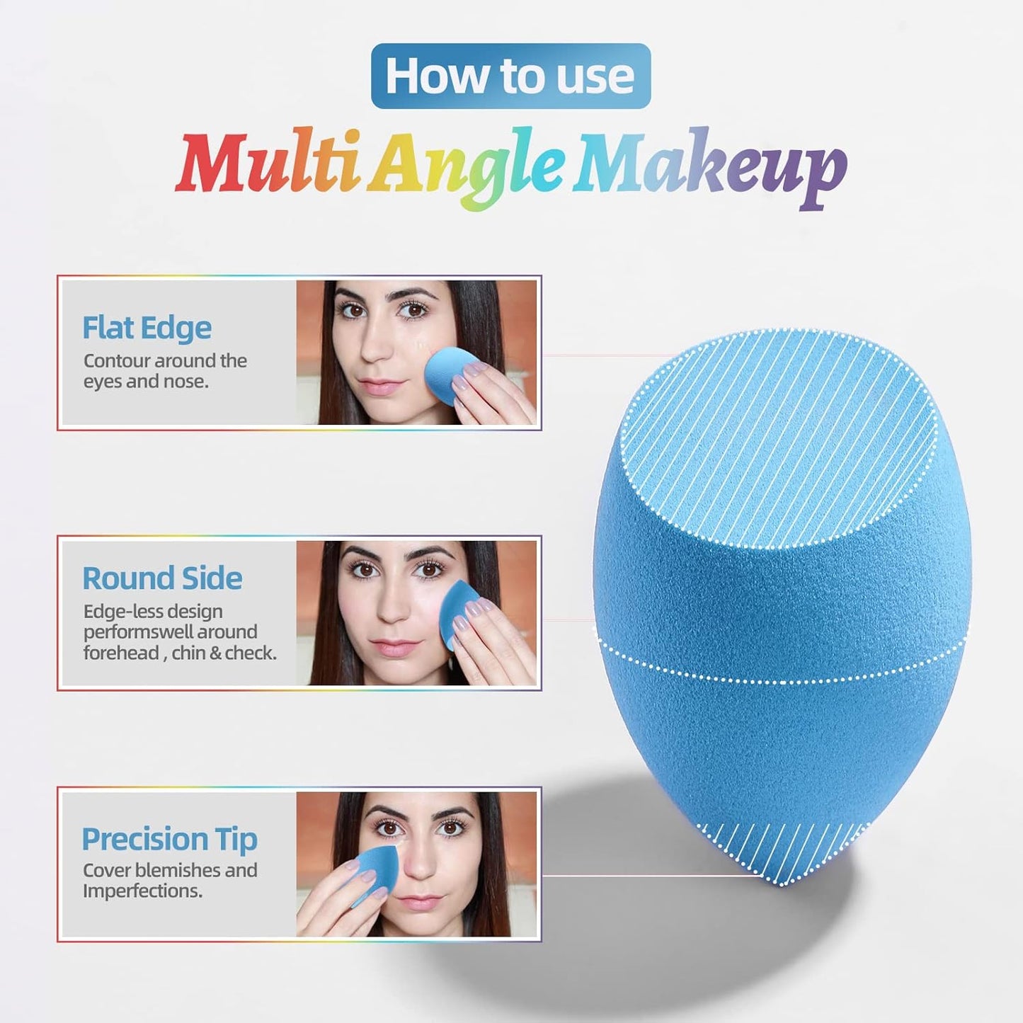 Makeup Sponge Set BS-MALL 7 Pcs blender sponge for Liquid, Cream, and Powder, Multi-colored Makeup Sponges (B-7Color)