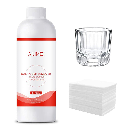 AIJIMEI Nail Polish Remover Kit, 4 Fl Oz Nail Polish Remover for Soak Off Gel Nail Polish Acrylic Nails Dipping powder Remover for Home DIY or Nail Salon | alldaygood beauty