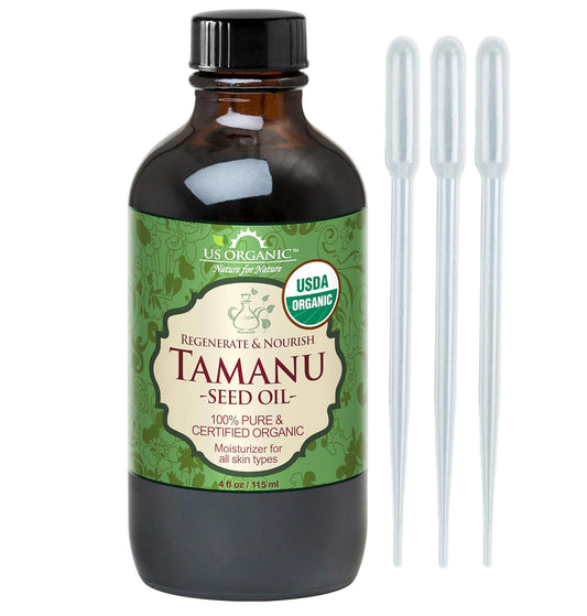 US Organic Tamanu Oil, USDA Certified Organic, 100% Pure Virgin Cold Pressed Unrefined, Dark Green Color, Sourced from Southeast Asia_Improved Cap_4oz (115 ml) | alldaygood beauty