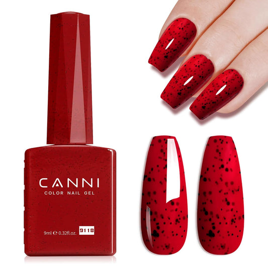 CANNI Wine Red Glitter Gel Polish – 9ML Sparkly Soak-Off UV/LED Gel Nail Polish for French Manicure, DIY or Salon Use | alldaygood beauty